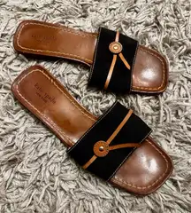 Kate Spade Canvas Black and Tan Sandals Slides sz 9