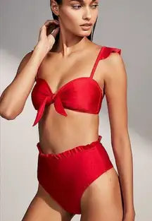 ✨HP✨High Waisted Shimmer Ruffle Bikini Bottoms✨