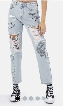 Adika graphic print high waisted mom jeans XS