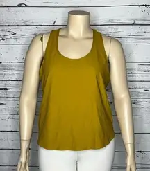 Calia NWT XXL Mustard Brown Jacquard Stripe Scoop Neckline Run Athletic Tank Top