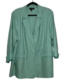 Lane Bryant Linen Blend Blazer Jacket Mint Green Plus Size 24