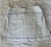 Urban Outfitters Mini Skirt Floral Embroidered A Line Beige Purple‎ Trim