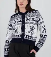 Blue and White Patterned Women's Sweater 🎄🪅
