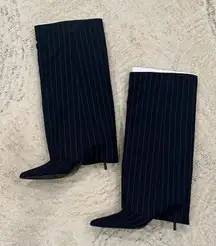 Elegant Navy Zara Pinstripe Women's Boots