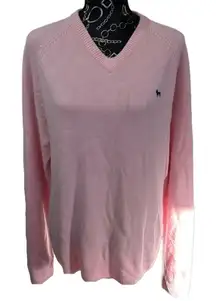 The Black Dog V-Neck Sweater Pink Dog Logo Long Sleeve Pullover‎