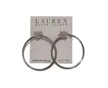 Lauren Ralph Lauren NWT Sterling Silver Hoop Earrings 14KT Post