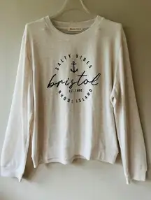 Sz XL Bristol Salty Vibes Crewneck Cream Pullover Sweater Stretch