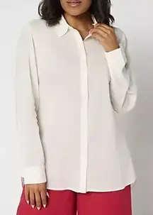 Peace Love World XL Pristine Cream Affirmation Back Button Front Shirt A694411