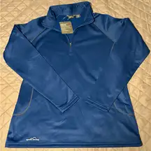 Eddie Bauer Blue Women's XL Quarter Zip Fitted Fleece Sweatshirt