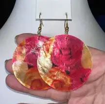 Vintage Hand Painted‎ Mother of Pearl Earrings