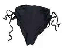 Black Brazilian High Waist Swimming Suit Bottoms Rutched SZ XS