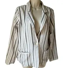 NWOT Mystree Gray Striped Cream Blazer | Size Small