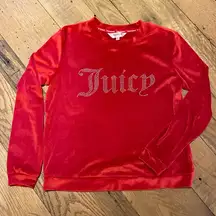 Juicy Couture Ruby Red LOGO L/S Scoop Neck Velour Top Size SMALL