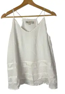 Ann Taylor LOFT White Swiss Dot Racerback Tank Top SP