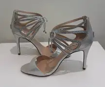Nina Silver Strappy Heels- brand new in box