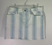 Frame Le Mini Skirt in Ombré Stripe Blue White Size 30 Denim Cotton Pockets