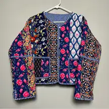 Quilted Floral Women’s Reversible Jacket Cottagecore Bohemian Fairy Size M