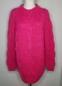Vintage Wool Fisherman Sweater Womens Xl‎ Pink Cable Knit Made In Greece