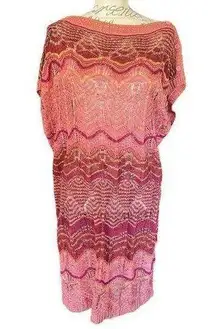 Missoni  Vintage Pink Gold Metallic Wave Tunic Shirt Dress Size 42