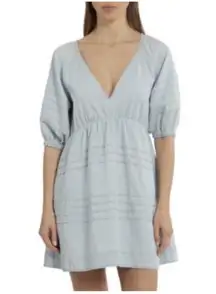 7 FOR ALL MANKIND Puff Sleeve Tie Back Denim Dress Size M