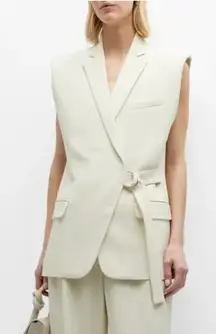 Iro Vest Womens 38 Medium Cream Dumela Blazer Sleeveless‎ Jacket D Ring Belted