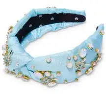 Lele Sadoughi x Wicked Bubble Blue Knotted Crystal Wand Headband Brand New