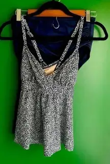 Kona Sol High Waisted Tankini Set Top & Bottoms Blue Size S Small EUC‎ 2 piece