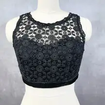 My Michelle Womens Crop Top‎ Size 9 Black Lace Sleeveless Gothic Romantic Party