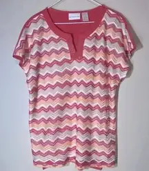 Alfred Dunner tops women's harvest fall orange chevron short sleeve knit size L