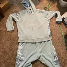 Y2K Baby blue tracksuit satin Terrycloth
