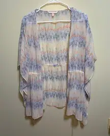 Victoria's Secret Pink White & Blue Sheer Short Robe Batwing XS Flowy Lingerie