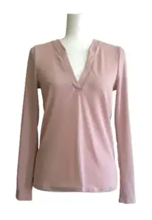 Gibsonlook Top Shirt Mauve Waffle Weave V-Neck Long Sleeve Casual Top Small NEW