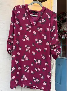 Banana Republic Floral Burgundy Women's Tunic Dress Size 4 new