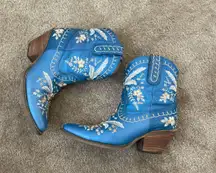 Dingo Primrose Western Embroidered Leather Cowgirl Boots Blue