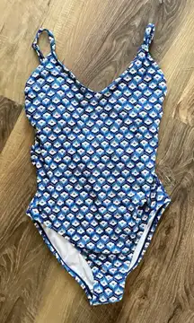 NWT Mynah Geometric Belted One Piece Swimsuit Bathing Suit Womens Size XS Leaves