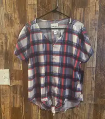 NEW Womens  Plaid Split Casual Button Down Top size large