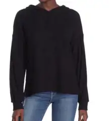 Project Social T Black Ribbed Balloon Dolman Sleeves Thin Knit Hoodie Top S New