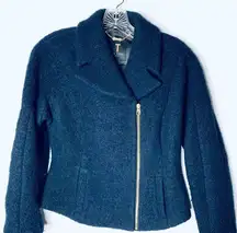 Ted Baker navy blue boiled wool motorcycle jacket size 2/ US Small