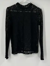 Zara Floral L Lace Sheer LS Blouse Sexy Holiday Fairy Goth Whimsical Witchy