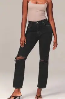 Abercrombie Curve Love Ultra High Rise Ankle Straight Jeans Black Size 28