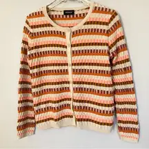 Kookai Sweater Women 1 (US 4/6) 3D Knit Fine Sparkle‎ Metallic Cardigan Colorful