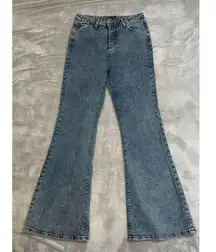 Nasty Gal Medium Wash Flare Button fly Jeans US10