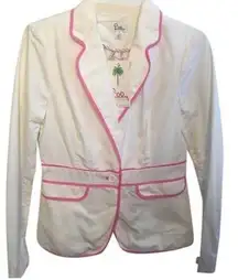 Lilly Pulitzer White & Pink Janice Jacket Blazer New Size 6