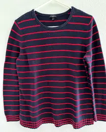 Talbots Sweater‎ Womens PL Blue Red Stripe Nautical Preppy Old Money Timeless
