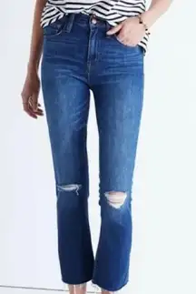 Madewell 10” High Riser Demi Boot Jeans Size 26 Distressed Ripped Knee Destroyed