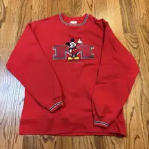 Vintage 90s Disney Store Mickey Mouse Sweatshirt Red Small NWT USA