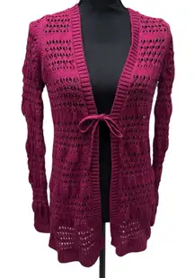 Matilda Jane Size Small A Stitch in Time Maroon Cardigan Duster‎ Sweater Knit