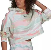 Adidas  Originals Womens Cropped Hoodie Medium Pastel Marbled Yoga Loungewear NWT