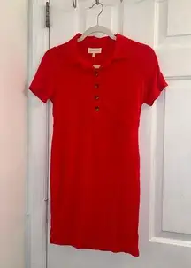 Size medium red collared button front ribbed fitted dress