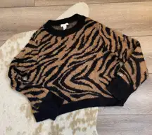 Brown Black Zebra Print Sweater